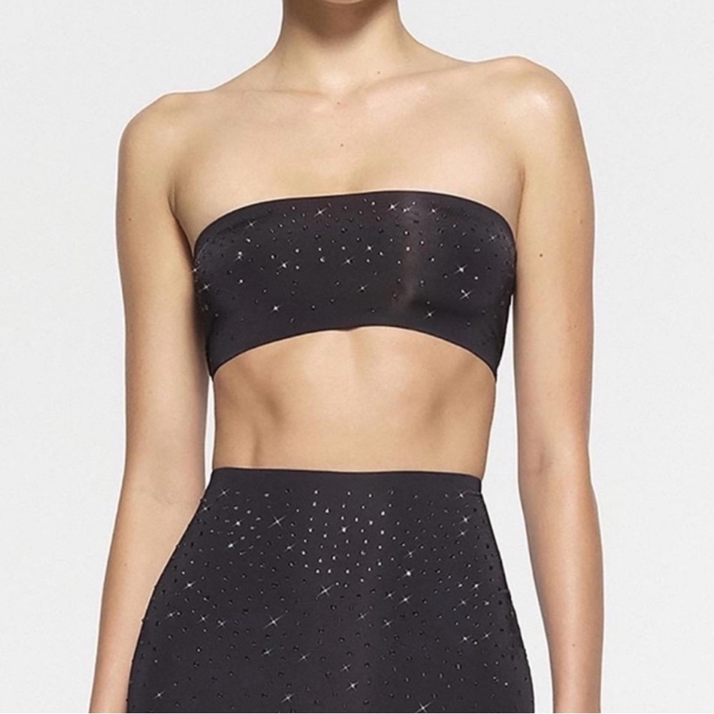 MEDIUM SKIMS x Swarovski Jelly Sheer Tube Top Onyx NWOT